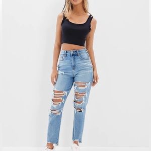 American Eagle Stretch Ripped Curvy Mom Jean Size 16